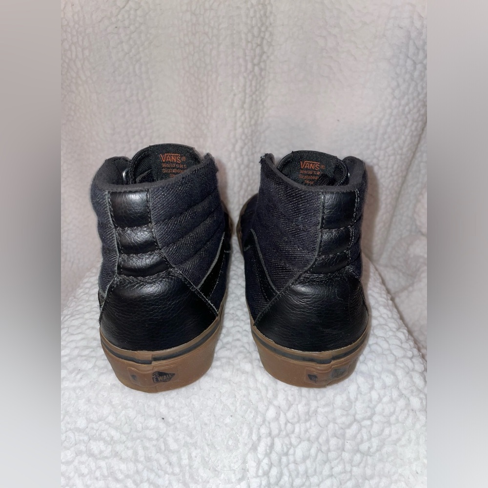 VANS HIGH TOP BLACK JEAN WITH TAN SOLE SIZE 6.5 : Preowned - Picture 7 of 10